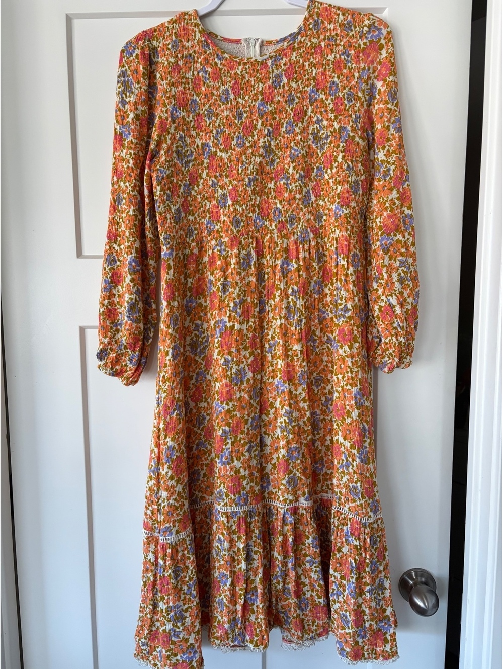 Lost + Wander Floral Smocked Midi Dress — Multicolor, Size L